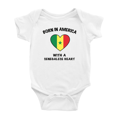 Born In America With A Senegalese Heart Cute Baby Clothing Bodysuits For Boy Girl