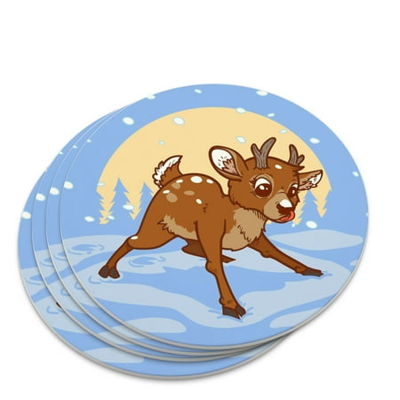 Baby Reindeer Christmas Holiday Novelty Coaster Set