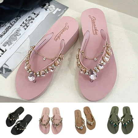 Cethrio Womens Comfortable Wedge Sandals- Wide Width Beach with Rhinestone Wedge Flip Flop Thong on Clearance Black Dressy Sandals/ Slides Size 4.5
Cethrio Womens Comfortable Wedge Sandals- Wide Width Beach with Rhinestone Wedge Flip Flop Thong on Clearance Black Dressy Sandals/ Slides Size 4.5