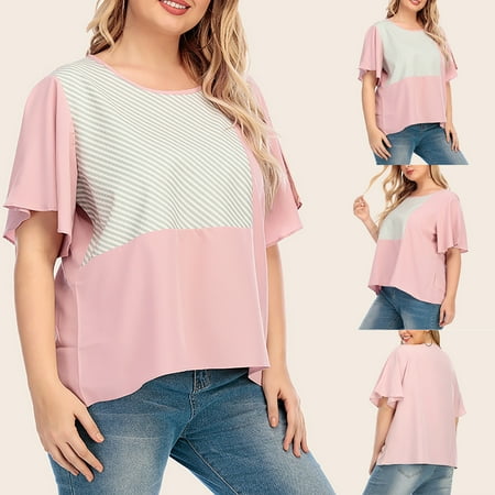 Moxiu Women s Tops Classic Plus Size Summer Stripe Print Casual Short Sleeve Loose Patchwork Tunic Tops Blouses Shirts
Moxiu Women s Tops Classic Plus Size Summer Stripe Print Casual Short Sleeve Loose Patchwork Tunic Tops Blouses Shirts