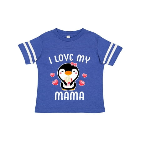 Inktastic I Love My Mama with Cute Penguin and Hearts Gift Toddler Toddler Girl T-Shirt
