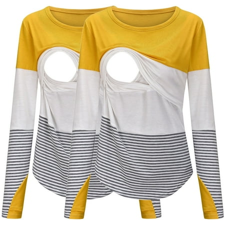 Zlekejiko Womens Maternity Long Sleeve Crew Neck Striped Printed Nursed Tops T Shirt For Breastfeeding 2 Pack
Zlekejiko Womens Maternity Long Sleeve Crew Neck Striped Printed Nursed Tops T Shirt For Breastfeeding 2 Pack