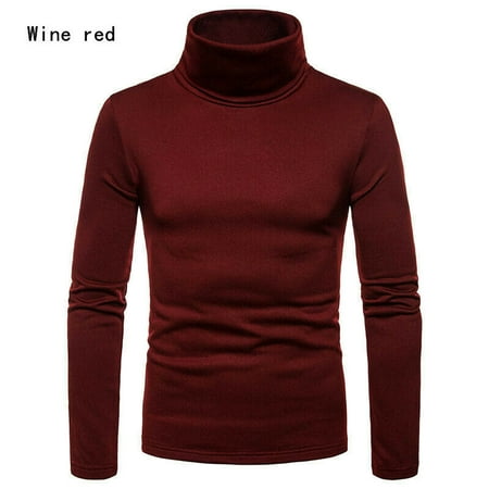 Men's Winter Warm Cotton High Neck Pullover Jumper Sweater Tops Turtleneck