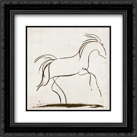 Horse II 2x Matted 20x20 Black Ornate Framed Art Print by Reeves, Tom