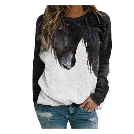 Fsqjgq Size Small Womens Tops Horse Tops Splicing Printing Women Fashion Blouses Sleeves Easy O-Neck Long Women s Blouse Long Scrub Jacket Polyester Black M
Fsqjgq Size Small Womens Tops Horse Tops Splicing Printing Women Fashion Blouses Sleeves Easy O-Neck Long Women s Blouse Long Scrub Jacket Polyester Black M