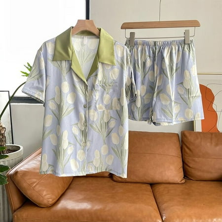 CoCopeaunt Womens Tulips Print Pajamas Spring Summer Pajama Set Satin Home Night Wear Clothes Silk Cardigan Short Sleeve Pyjamas Femme
CoCopeaunt Womens Tulips Print Pajamas Spring Summer Pajama Set Satin Home Night Wear Clothes Silk Cardigan Short Sleeve Pyjamas Femme