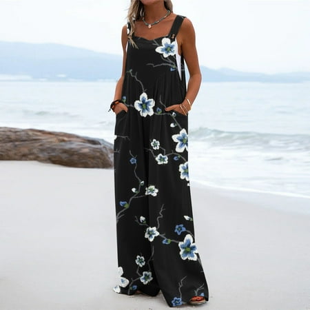Voncos Womens Jumpsuits and Rompers Clearance- Fashion Casual Pockets Button Printed Wide-Leg Overalls Playsuit Black 6
Voncos Womens Jumpsuits and Rompers Clearance- Fashion Casual Pockets Button Printed Wide-Leg Overalls Playsuit Black 6