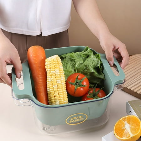 Household Double-Layer Draining Basket Thickened Durable Storage Basket Kitchen Vegetable Washing Basket
Household Double-Layer Draining Basket Thickened Durable Storage Basket Kitchen Vegetable Washing Basket