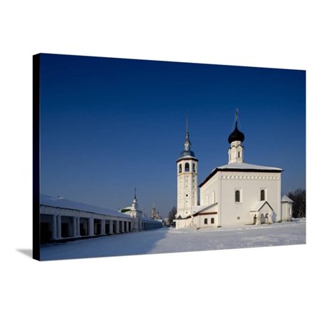 The Church of the Resurrection (1719), the Market Arcades on the Left, Suzdal. Golden Ring, Russia Stretched Canvas Print Wall Art