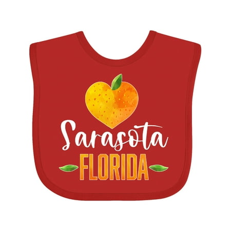 Inktastic Sarasota Florida Orange in Heart Gift Baby Boy or Baby Girl Bib