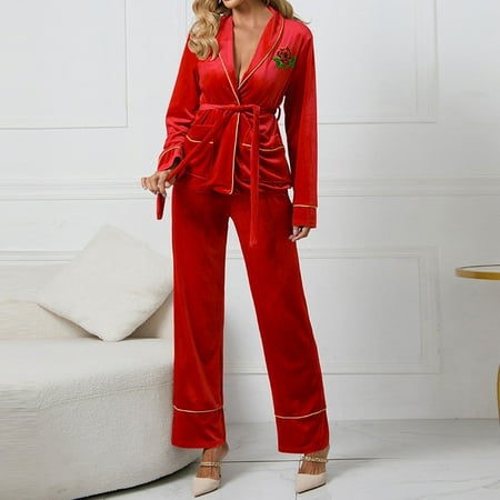 Cuoff Women Loungewear Set Korean Velvet Embroidered Pajama Set Long Sleeve Shirt Pajama Trousers Home Wear Blouse Trousers Pajama Ladies
Cuoff Women Loungewear Set Korean Velvet Embroidered Pajama Set Long Sleeve Shirt Pajama Trousers Home Wear Blouse Trousers Pajama Ladies