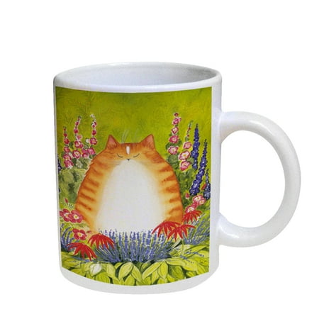 KuzmarK Coffee Cup Mug Pearl Iridescent White - Ginger Tabby Cat with Garden Flowers Art by Denise Every
KuzmarK Coffee Cup Mug Pearl Iridescent White - Ginger Tabby Cat with Garden Flowers Art by Denise Every