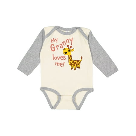 

Inktastic My Granny Loves me- cute giraffe Gift Baby Boy or Baby Girl Long Sleeve Bodysuit