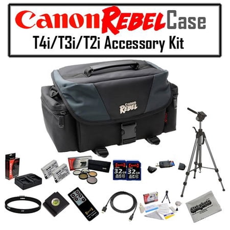 Canon REBEL Gadget Bag For EOS or Rebel Cameras with Two (2) LP-E8 2000mAh Battery Packs, Two (2) 32 GB SDHC Memory Cards, 5 Piece Filter Kit and MORE for Canon EOS Rebel T2i T3i T4i T5i DSLR Camera Canon REBEL Gadget Bag For EOS or Rebel Cameras with Two (2) LP-E8 2000mAh Battery Packs, Two (2) 32 GB SDHC Memory Cards, 5 Piece Filter Kit and MORE for Canon EOS Rebel T2i T3i T4i T5i DSLR Camera