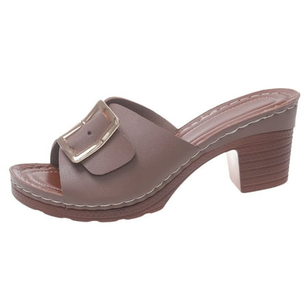 Huashengg Fish Mouth Slippers New Summer Large Size Thick Heel Square Buckle One Line High Heel Slippers Womens Sandals Wide Width
Huashengg Fish Mouth Slippers New Summer Large Size Thick Heel Square Buckle One Line High Heel Slippers Womens Sandals Wide Width