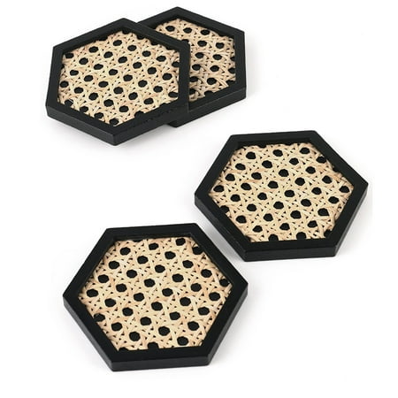 Unique Wooden Rattan Coasters Rattan Decor To Surfaces Set Of 4 Classic Black Coasters for Drinks
Unique Wooden Rattan Coasters Rattan Decor To Surfaces Set Of 4 Classic Black Coasters for Drinks