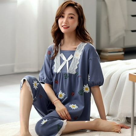 DanceeMangoo Women Sleepwear Suit Summer Autumn Womens Full Cotton Short Sleeve Pajamas Set Loose Adult Mother Sleepwear Set Soft Home Cloth
DanceeMangoo Women Sleepwear Suit Summer Autumn Womens Full Cotton Short Sleeve Pajamas Set Loose Adult Mother Sleepwear Set Soft Home Cloth