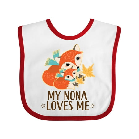 Inktastic My Nona Loves Me Cute Fox Gift Baby Boy or Baby Girl Bib