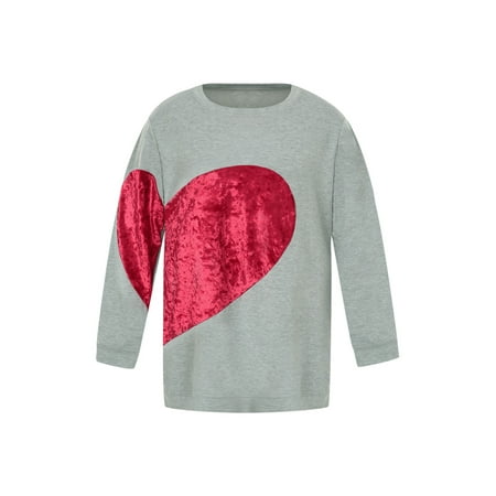 Imcute Mother Daughter Matching Valentine Days Outfits Women Girls Love Heart Pullover Dress Family Outfits Gray