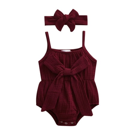 Liacowi Baby Summer Romper Outfit for Girls 2022 Summer Solid Color Sleeveless Spaghetti Strap Bowknot Jumpsuit + Headband 0-24 Months
Liacowi Baby Summer Romper Outfit for Girls 2022 Summer Solid Color Sleeveless Spaghetti Strap Bowknot Jumpsuit + Headband 0-24 Months