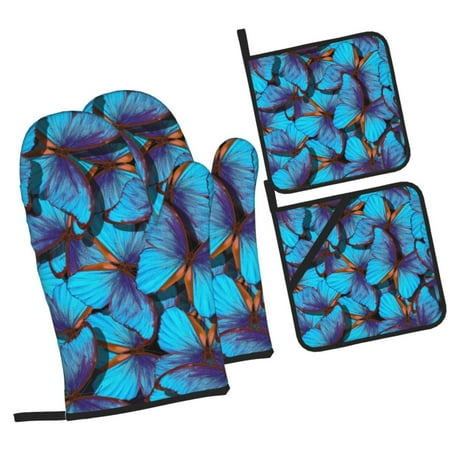 Pofeuu Blue Butterflies Print Oven Mitts and Pot Holders 4 pcs Set High Heat Resistant 500 Degree Extra Thicken Long Kitchen Cotton Oven Glove for Cooking
Pofeuu Blue Butterflies Print Oven Mitts and Pot Holders 4 pcs Set High Heat Resistant 500 Degree Extra Thicken Long Kitchen Cotton Oven Glove for Cooking