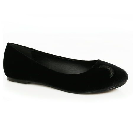Womens Moon Witch Black Velvet Flat Costume Shoes size 8