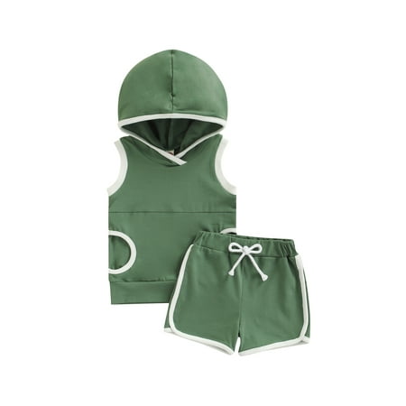 Domingbub Toddler Baby Girl Boy Tops Pants Suit Sleeveless Hooded Patch Color Shirt Drawstring Shorts Green 2-3 Years
Domingbub Toddler Baby Girl Boy Tops Pants Suit Sleeveless Hooded Patch Color Shirt Drawstring Shorts Green 2-3 Years