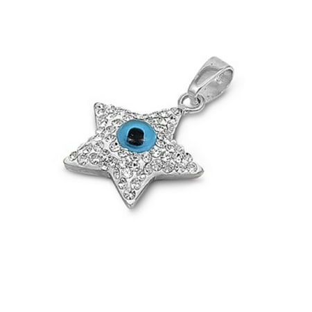 Star Evil Eye Cubic Zirconia Pendant Sterling Silver