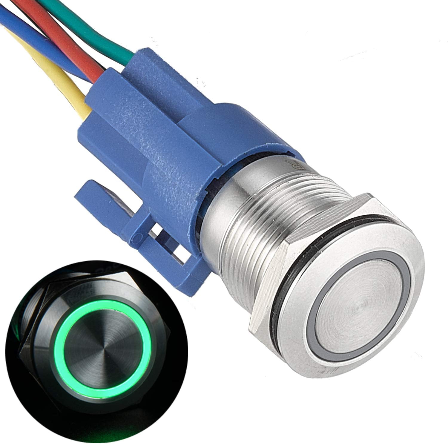 Apiele Mm Latching Push Button Switch V Dc Angel Eye Halo Ring Led