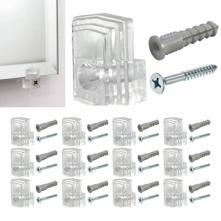 12 Clear Mirror Holder Clips Wall Mounting Transparent Brackets Screws Anchors 
12 Clear Mirror Holder Clips Wall Mounting Transparent Brackets Screws Anchors