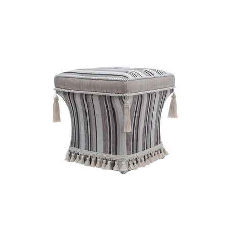 Brika Home Pedestal Ottoman in Gray Striped