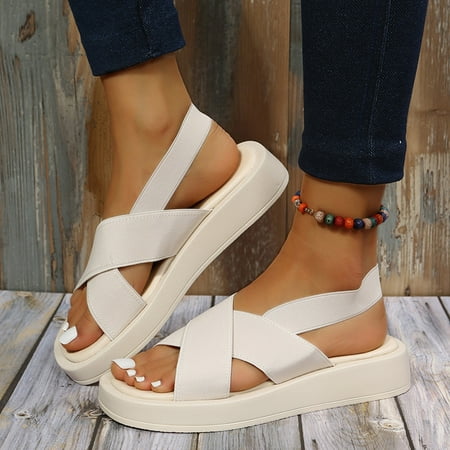 Herrnalise Low Heel Slip Toe Open Toe Beach Slip-On Sandals Women Shoes Fashion