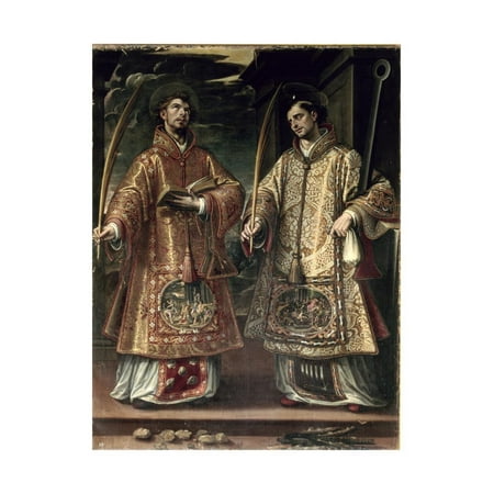 St. Lawrence and St. Stephen, 1580 Print Wall Art By Alonso Sanchez Coello