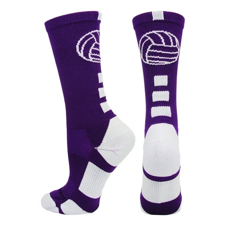 Volleyball Logo Crew Socks (Purple/White Medium)