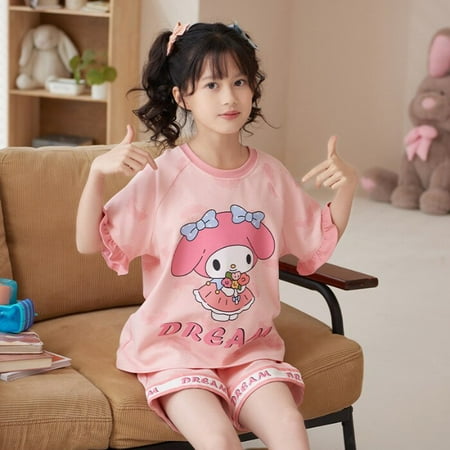 Sanrios Girl Summer Cotton Pajama Set Cartoon Kuromi Hellokittys Short Sleeved Shorts Home Clothe Cute Parent-child Clothing
Sanrios Girl Summer Cotton Pajama Set Cartoon Kuromi Hellokittys Short Sleeved Shorts Home Clothe Cute Parent-child Clothing