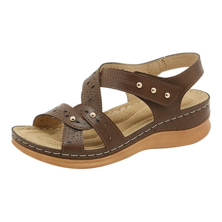SEMIMAY Women Sandals Fashion Summer New Pattern Solid Color Roman Sandals Comfortable Wedge Soft Sole Non Slip Light Shoes Brown
SEMIMAY Women Sandals Fashion Summer New Pattern Solid Color Roman Sandals Comfortable Wedge Soft Sole Non Slip Light Shoes Brown