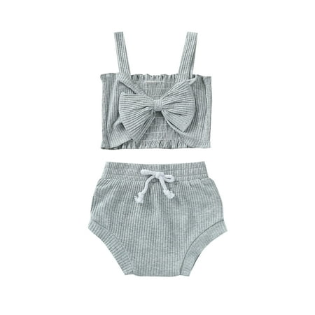Domingbub Newborn Infant Baby Girl Clothes Sleeveless Halter Tube Crop Top Knitted Shorts Pants Set Outfits Grey 6-12 Months
Domingbub Newborn Infant Baby Girl Clothes Sleeveless Halter Tube Crop Top Knitted Shorts Pants Set Outfits Grey 6-12 Months