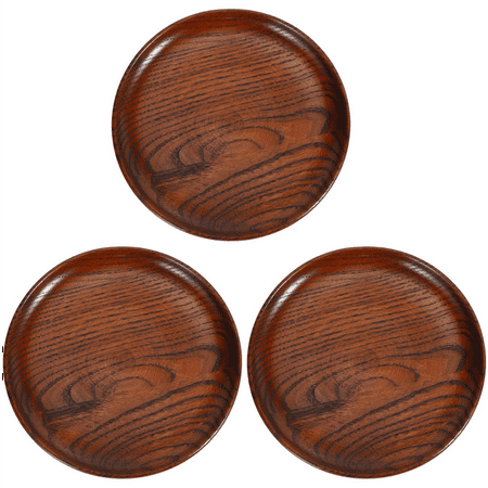 

3X Tableware Household Smooth Wooden Bread Dish Tray Kitchen Utensils Seasoning Plate Round