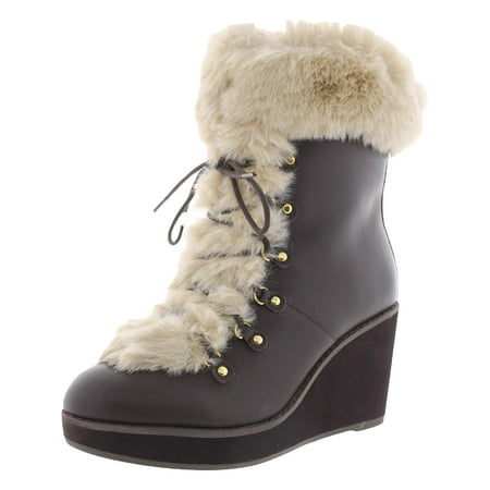 Lauren Ralph Lauren Womens Rachele Leather Cozy Wedge Boots