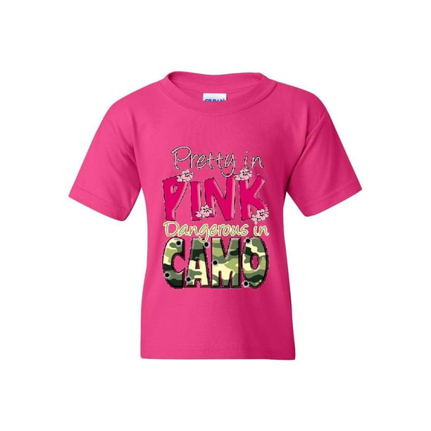 Pretty in Pink Dangerous in Camo Unisex Youth Shirts T-Shirt Tee