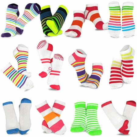 TeeHee Fun Novelty Socks for Women Low Cut Ankle No Show Socks 12 Pairs (Plain-Neon Stipes)
TeeHee Fun Novelty Socks for Women Low Cut Ankle No Show Socks 12 Pairs (Plain-Neon Stipes)