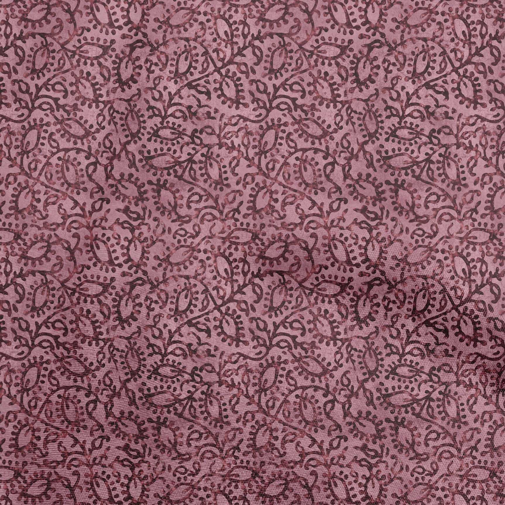 OneOone Viscose Chiffon Maroon Fabric Abstract Leaves Diy Clothing