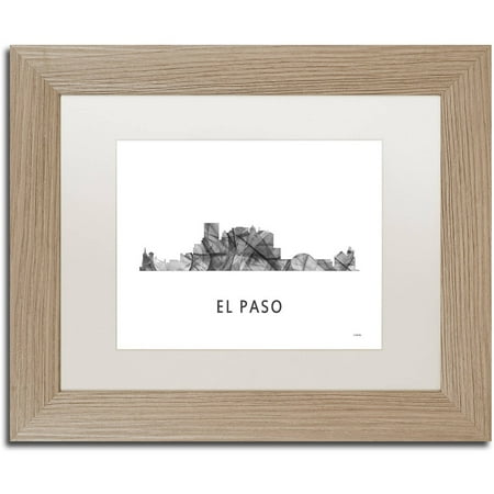 Trademark Fine Art 'El Paso Texas Skyline WB-BW' Canvas Art by Marlene Watson, White Matte, Birch Frame