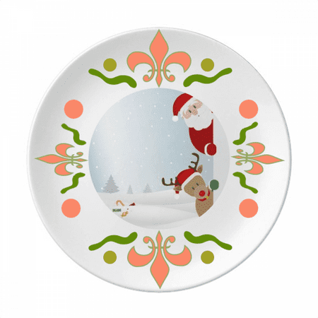 mas Santa Claus Elk Peep New Year Flower Ceramics Plate Tableware Dinner Dish