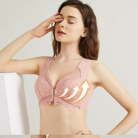 ALSLIAO Women Sexy Front Close Plus Size Fully Covered Wire Free Lace Comfort Bra Pink M
ALSLIAO Women Sexy Front Close Plus Size Fully Covered Wire Free Lace Comfort Bra Pink M