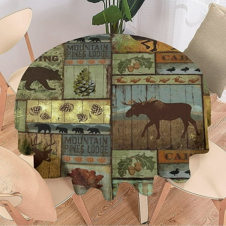Retro Rustic Style Round Tablecloths - Vintage Farmhouse Hunting Theme Wildlife Bear Elk Deer Wrinkle and Water Resistant Fabric Tablecloths Kitchen Tablecloths for Dinner 60
Retro Rustic Style Round Tablecloths - Vintage Farmhouse Hunting Theme Wildlife Bear Elk Deer Wrinkle and Water Resistant Fabric Tablecloths Kitchen Tablecloths for Dinner 60