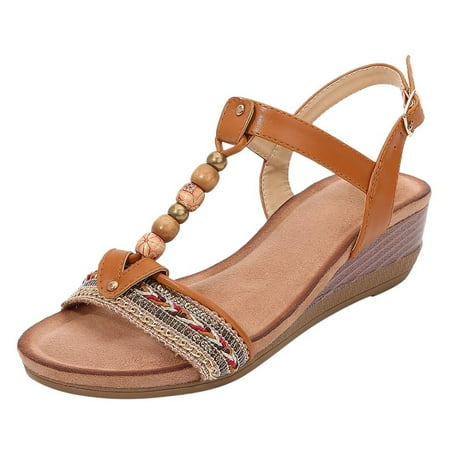 Summer Sandals for Women Women Wedges Beach Open Toe Roman Sandals Vintage Beaded Bohemian Sandals Shoes Artificial Leather
Summer Sandals for Women Women Wedges Beach Open Toe Roman Sandals Vintage Beaded Bohemian Sandals Shoes Artificial Leather