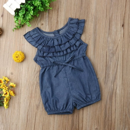 Baby Girls Sleeveless Denim Rompers Layers Ruffle Bodysuit Shorts One-Piece Jumpsuit Playsuit Ouifit
Baby Girls Sleeveless Denim Rompers Layers Ruffle Bodysuit Shorts One-Piece Jumpsuit Playsuit Ouifit