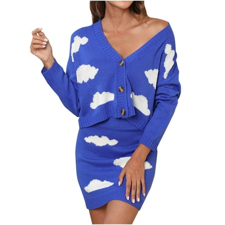 Ziloco Women s White Cloud Three-button Cardigan Bag Hip Skirt Long-sleeved Sweater Two-piece Suit Set womens scrub sets Blue M
Ziloco Women s White Cloud Three-button Cardigan Bag Hip Skirt Long-sleeved Sweater Two-piece Suit Set womens scrub sets Blue M