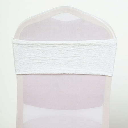 BalsaCircle 5 Spandex Chair Sequined Sashes Wedding Decorations White
